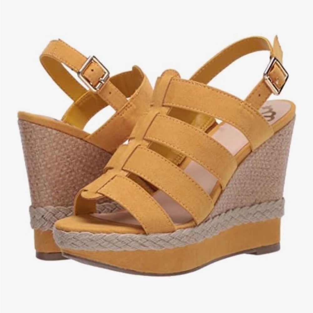 Yellow Strappy Wedge Sandals Fergalicious by Fergie